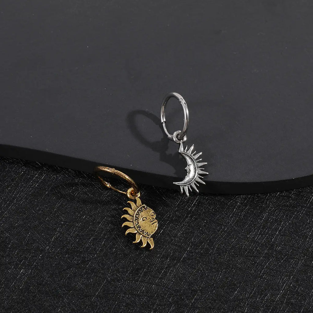 Sun And Moon Asymmetric Accessories Men's Titanium Steel Couple's High Sense Necklace