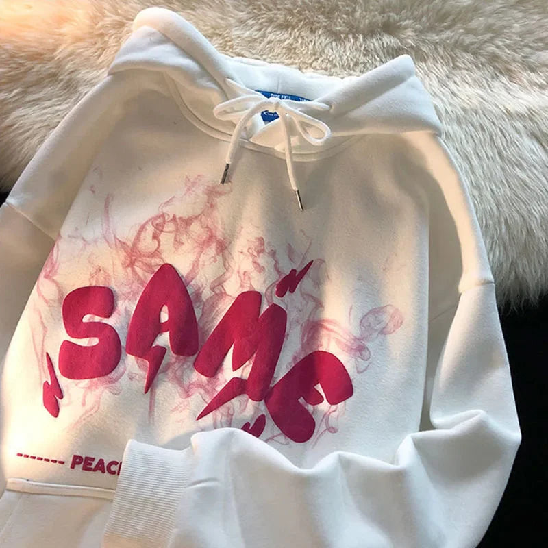 Letter Print  Hoodie Pullover Vintage Gothic Aesthetic Oversized Hooded Sweatshirt